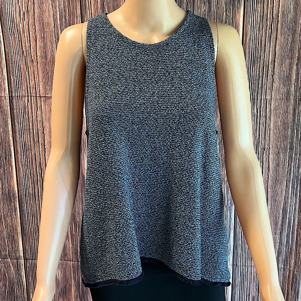 Anthropologie Madewell size large blue knit boho sleeveless blouse top